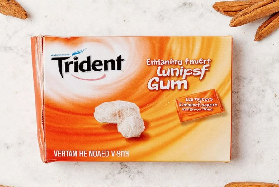Comparison display of various cinnamon-flavored gum alternatives available in current market