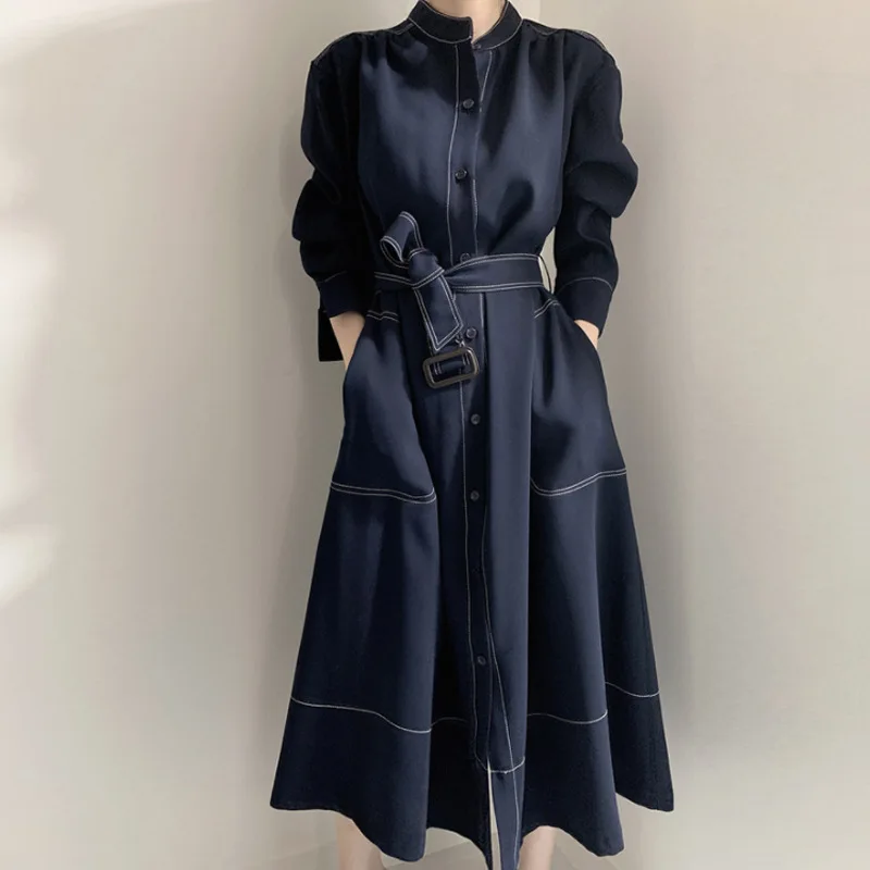 

Wholesale 2020 Spring and Autumn Women's Korean Elegant Temperament Dress Women Loose Long Sleeves Long A-line Dress