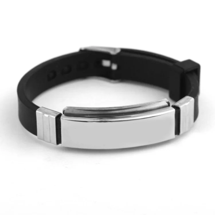 

Wholesale Men's Stainless steel silicone bracelet, As photo