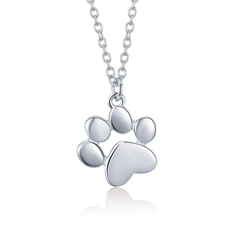 

New animal paw 925 sterling silver necklace cute puppy cat claws sterling silver jewelry wholesale, As pic