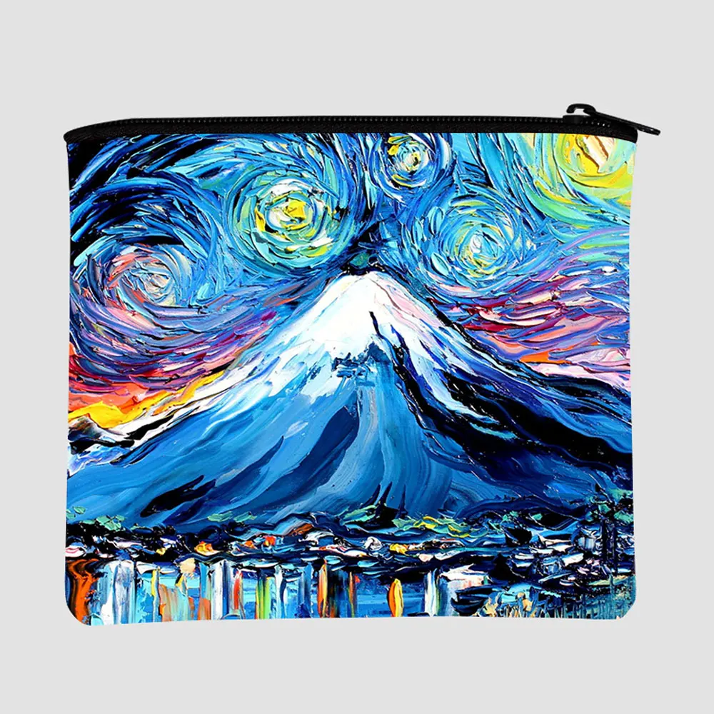 

custom minimalist painting clutch card holder blank sublimation zipper fashion wallet