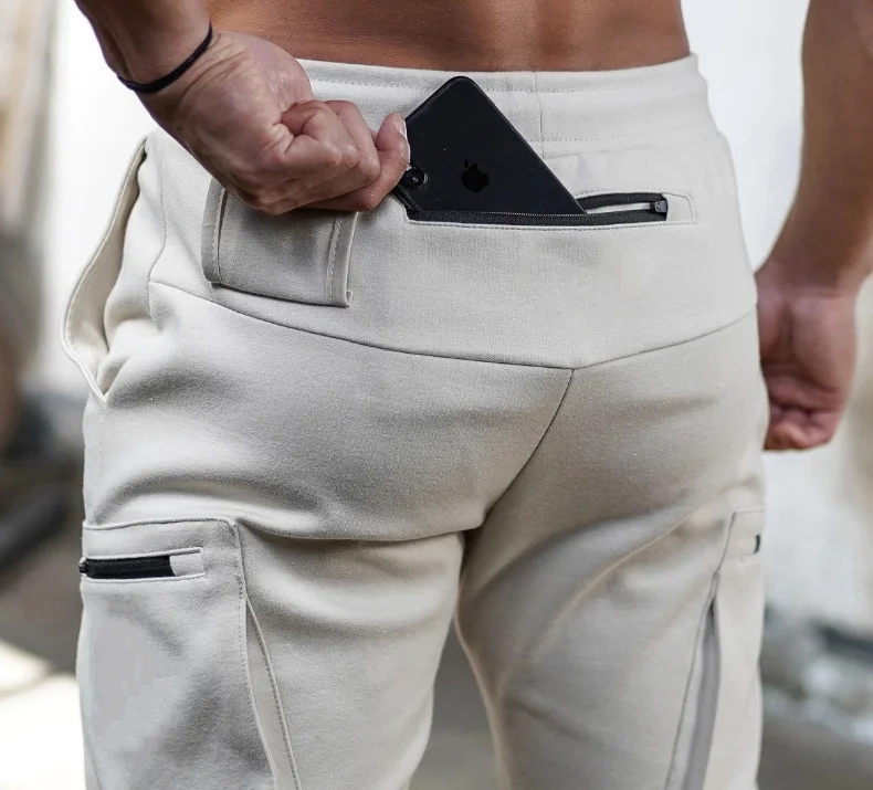

Tapered Cargo Sweat Pants Sweatpants Streetwear Men Joggers Gym Track Casual Cargo Pants With Side Pockets