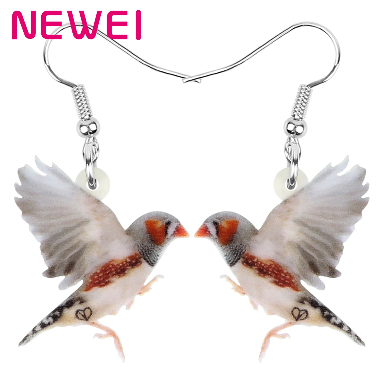 

Acrylic Cute Australasia Zebra Finch Earrings Birds Drop Dangle Fashion Jewelry For Women Girls Kids Teens Novelty Charms Gifts, Brown
