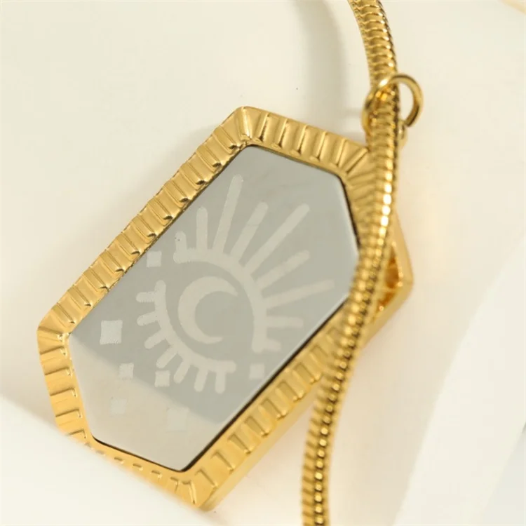

New jewelry arrivals 2022 dainty stainless steel gold hexagon eye necklaces
