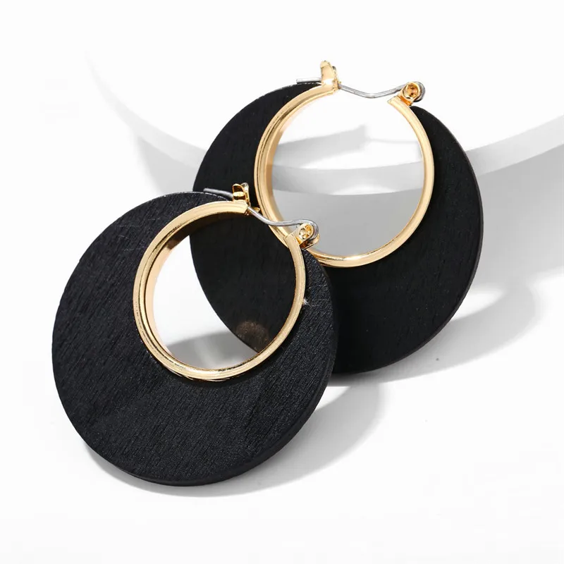 

5254 New fur hoop earrings fashion retro geometric oval wholesale big earrings