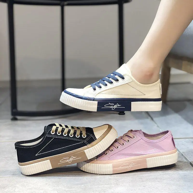 

fashion woman canvas shoes flat casual shoes daily walking shoes