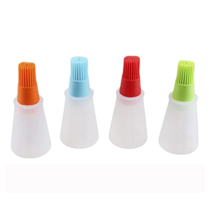 

Baking oil brush Silicone Oil Bottle with Cap Barbecue Brush with Scale Sauce Butter Brush Kitchen cooking accessory, Red,blue,green,orange