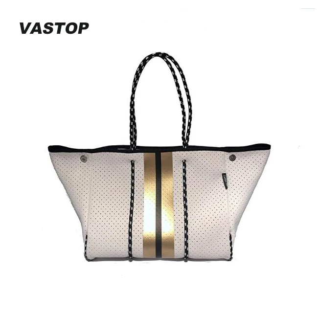 

Travel Shoulder Straps Bag Women Pool Beach Bags Large Neoprene Handbag Striped Hot Sale Fashion Ladies Polyester Bucket 3mm 2,2, Any color as required