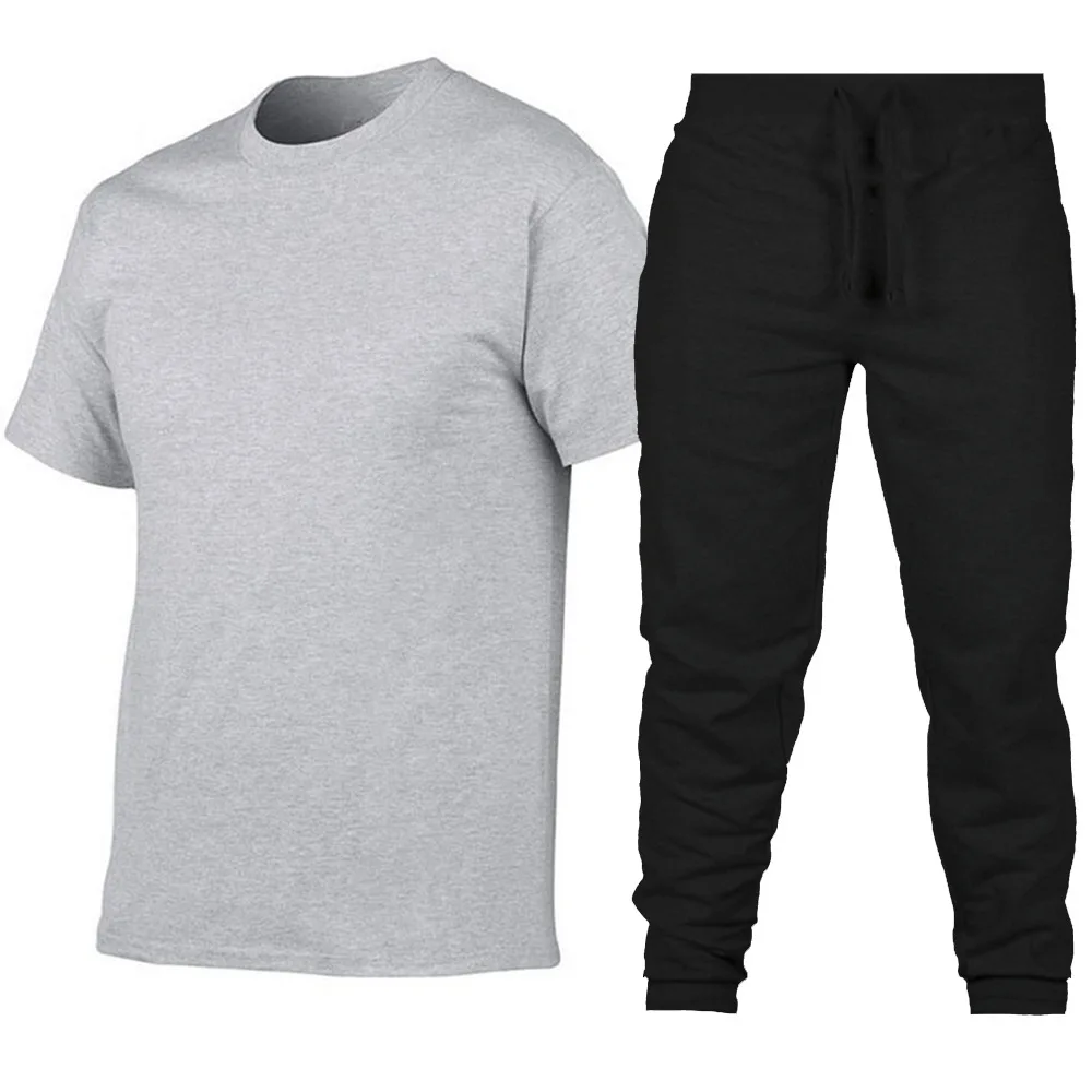 

Mens Two Piece Sets Summer New Arrival Short Sleeve Top Long Pants Set Jogging 6 Colors S-3L Casual Clothing OEM for Men RS00262