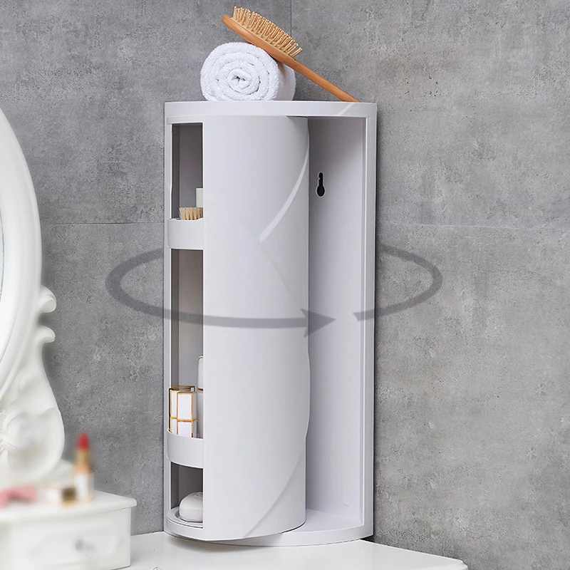 

Medium bathroom rack storage rotatable two layers bathroom corner storage rack plastic bathroom corner shelf shelves