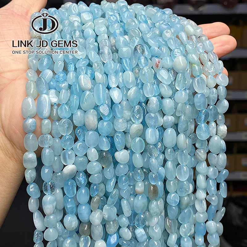 

6-8mm Irregular Light Blue Loose Crystal Healing Aquamarine Beads Natural Aquamarine Chip Stone Beads for Jewelry Making