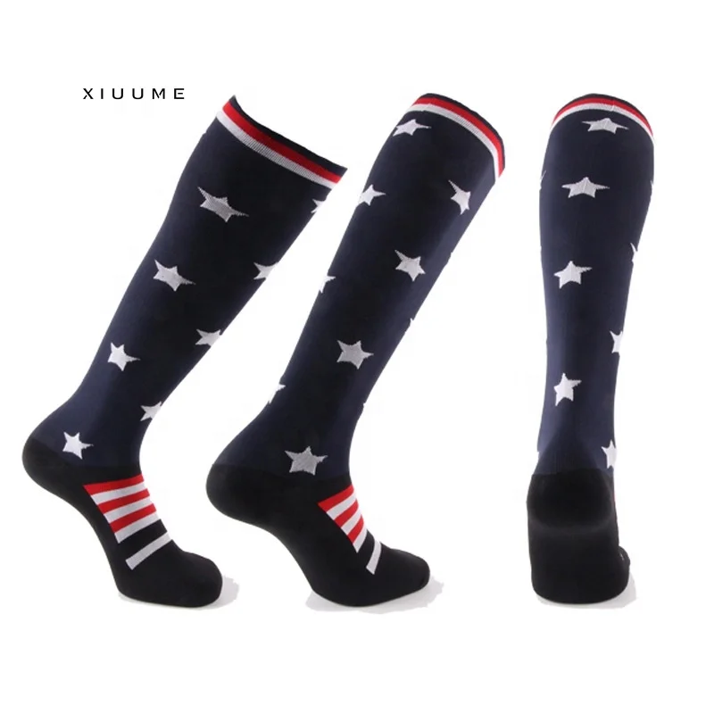 

Amazon hotsale star stripes design compression outdoor football sports socks unisex