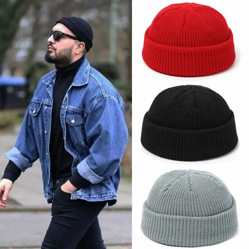 

Q22 Custom Unisex Double Layered Beanie Warm Ribbed Winter Ski Fisherman Docker Hat Retro Brimless Fisherman Beanie Winter Hats