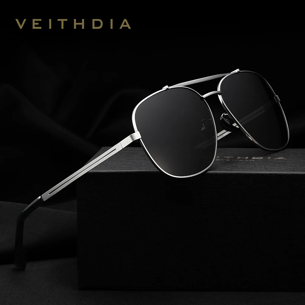 

VEITHDIA Brand Stainless Steel Sunglasses Polarized UV400 Men's Square Vintage Sun Glasses Male Eyewear Accessories For Men 2493