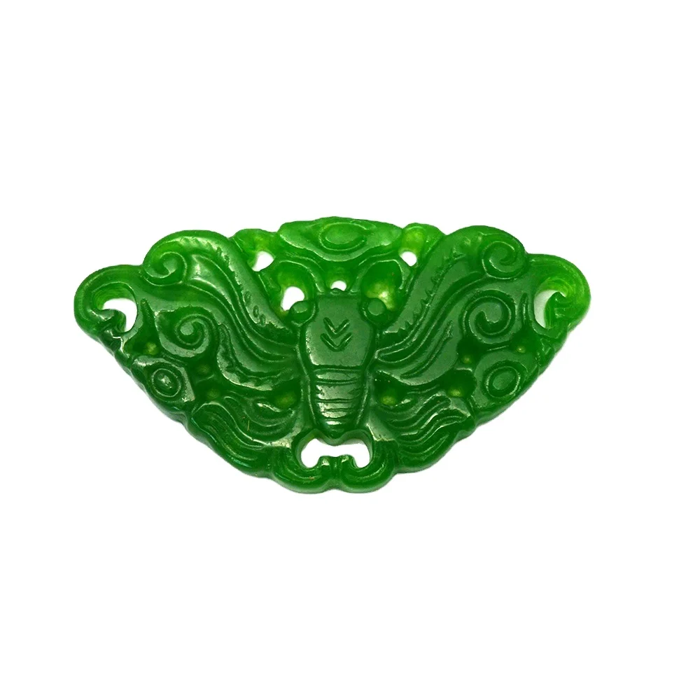 

Dark Green Natural Jade Butterfly loose beads For Necklaces Earrings
