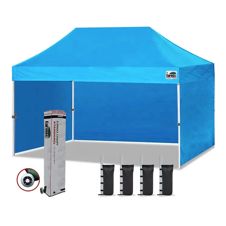 

Eurmax 10x15ft Pop up Canopy with 4 Sidewalls Outdoor Sunshade Tent Event Trade Show Canopy Sky Blue