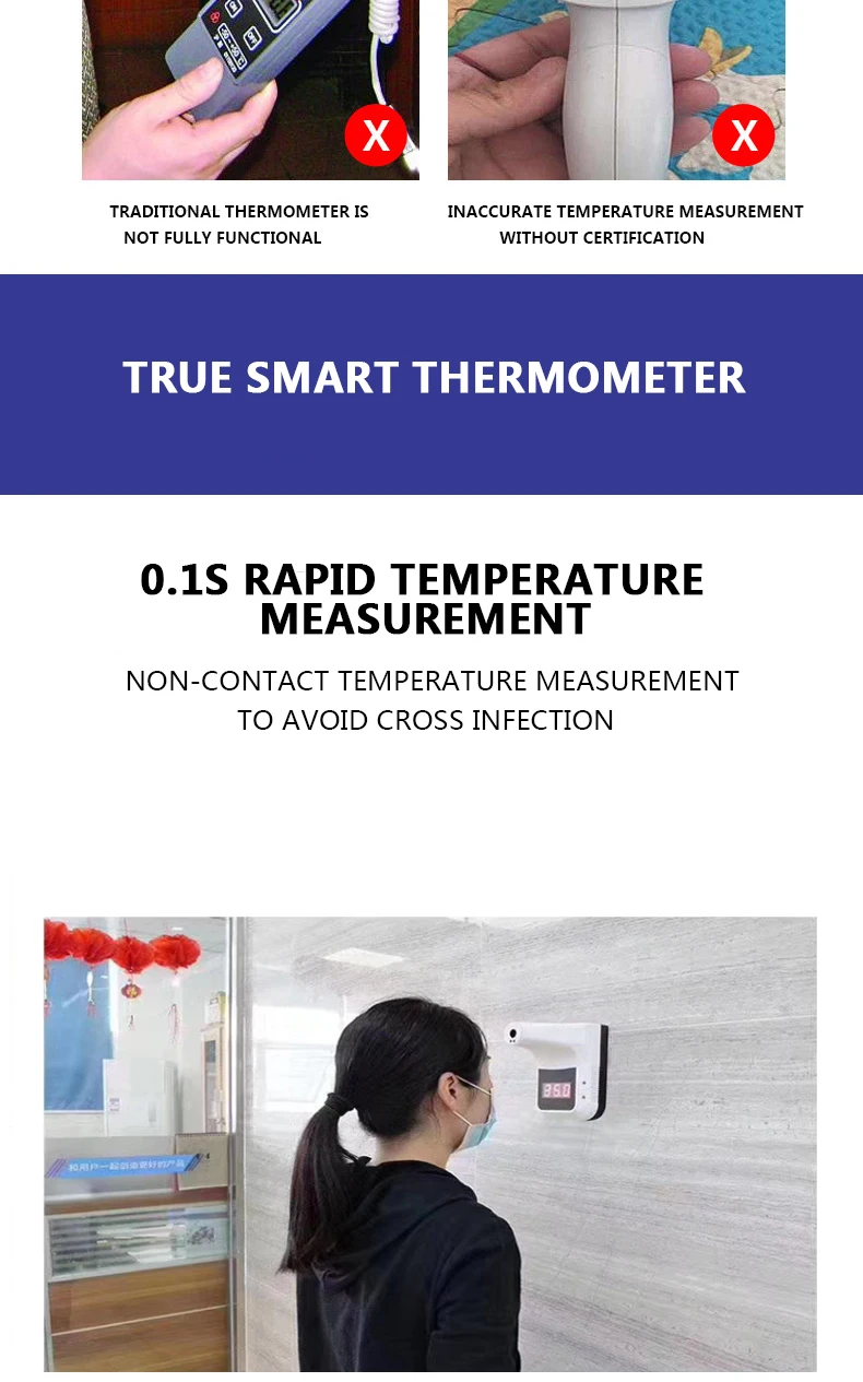 Automatic Induction Wall Mount Digital Body No Touch Thermometer