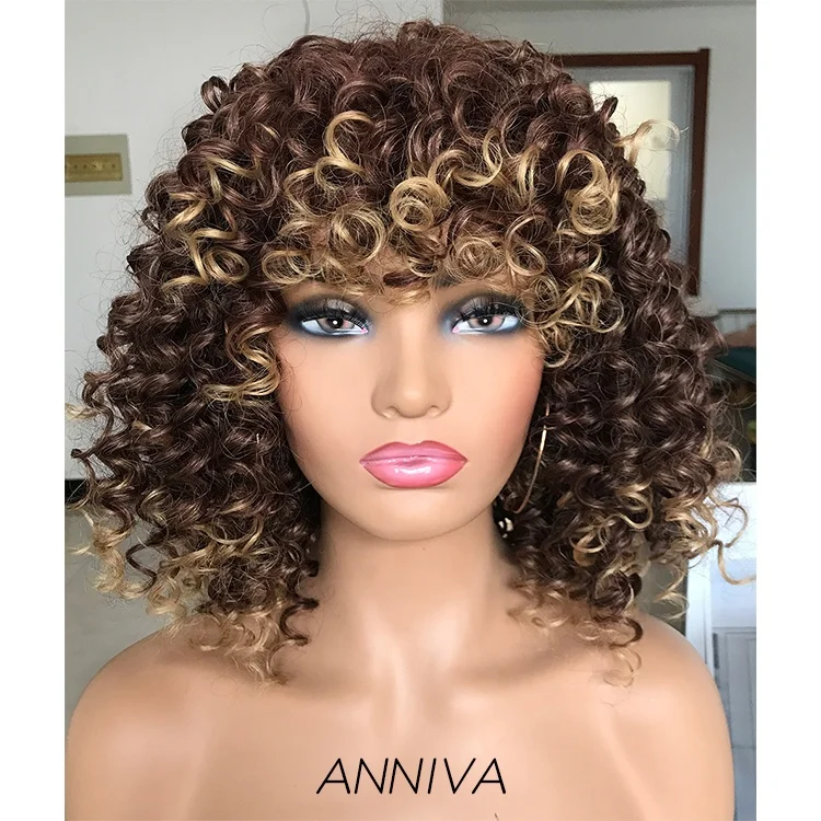 

High temperature resistance natural ombre blond colors synthetic hair wigs for black Women afro kinky curly wig, All colors