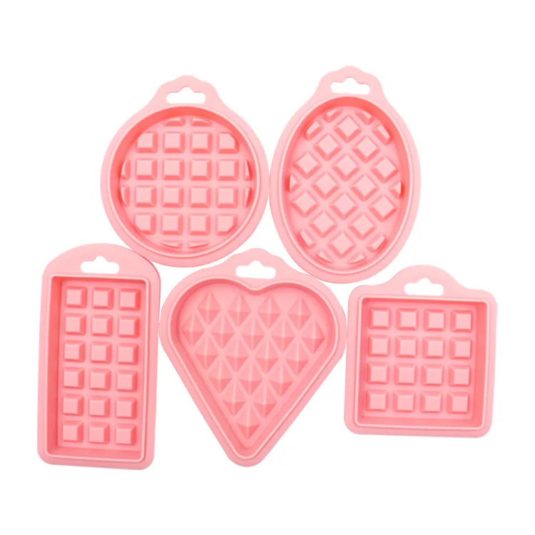 

Silicone Mini Waffle Cookie Mold set in 5 Pieces rectangle and Round Waffle Mould Chocolate Mould Candy Mould
