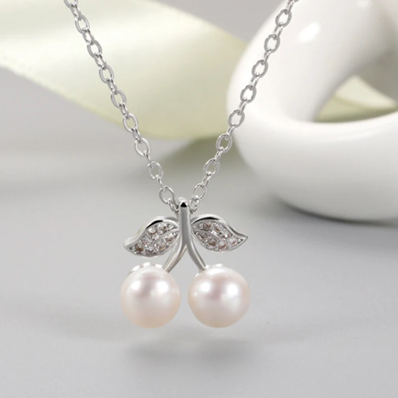 

14K Gold Filled Fruit Cherry Shape 6.5-7mm Natural Freshwater Pearl Necklace for Women