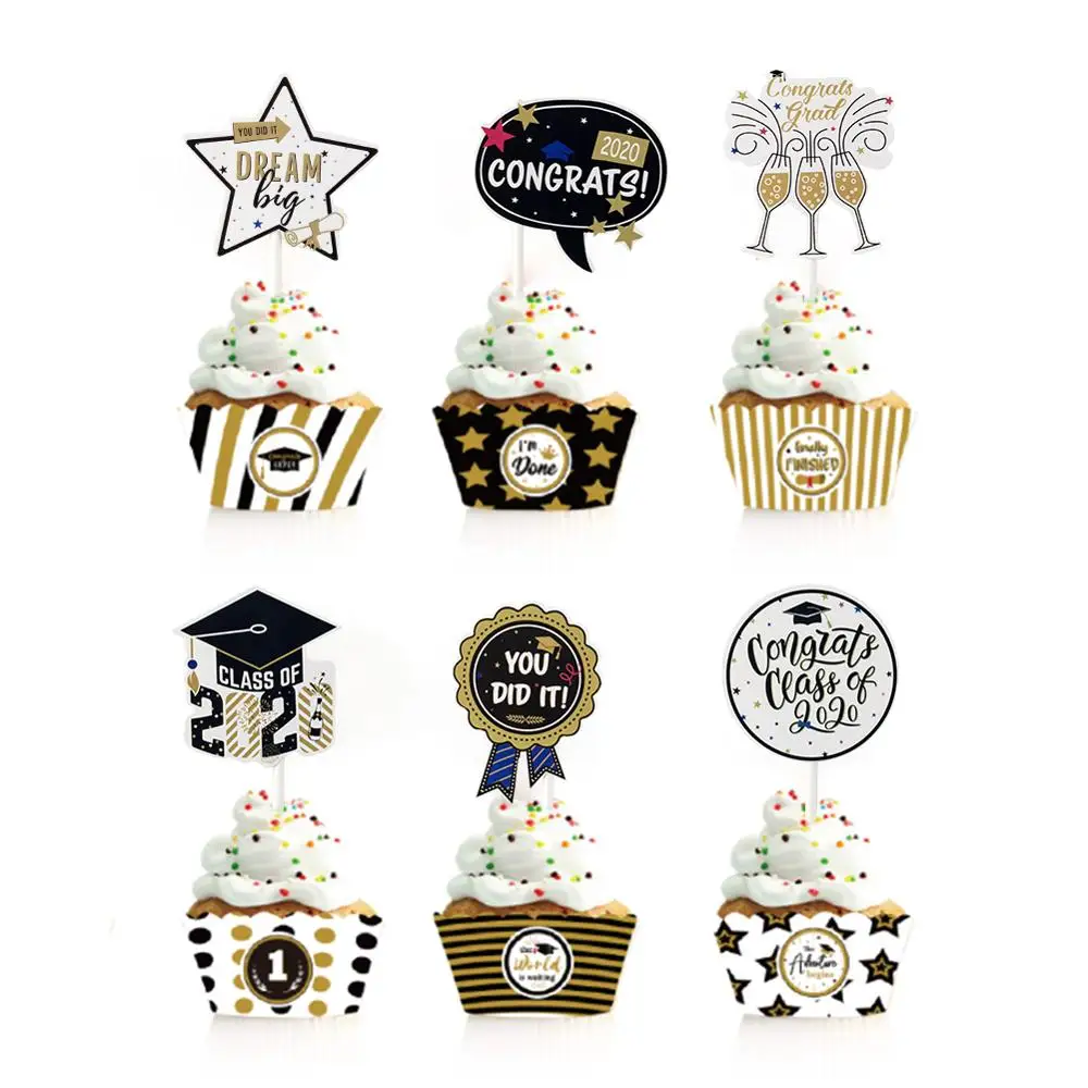 

Graduation Party Supplies Cake Accessories Decoration Cake Topper Set Cake Paper Baubles Graduation Cupcake Toppers