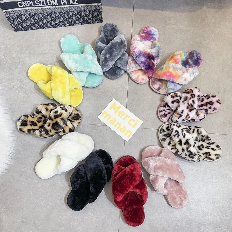 

Wholesale new arrivals plus size thicken house plush open toe non-slip women's slippers, Photo shows