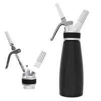 

Aluminum Whipped Cream Dispenser With Rubber and Decorative Nozzles and Brush 1 Pint ,Rubber on The Whipper's Head