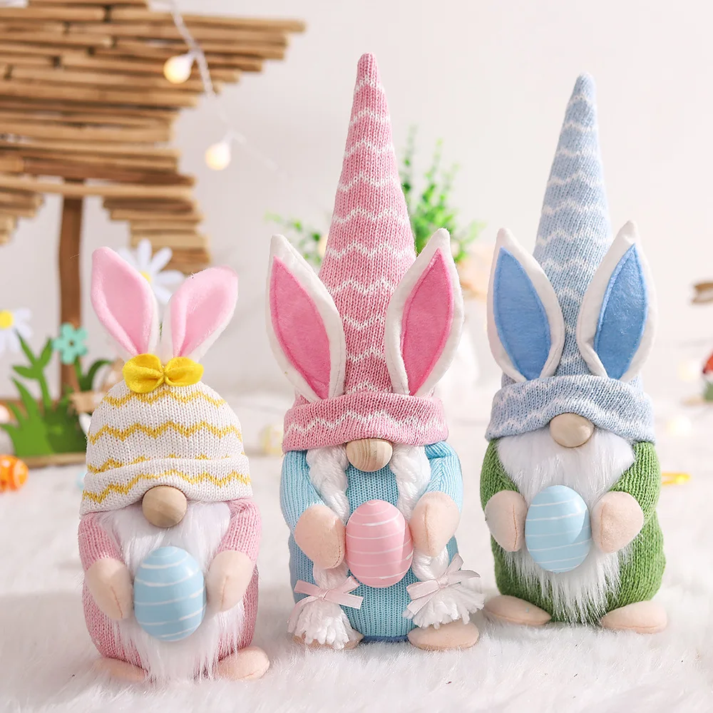 

Mini Easter Elf Decoration Statue Decor Desktop Gnome Doll Basket Bunny Doll Faceless Gnome Plush Doll Festival Gift