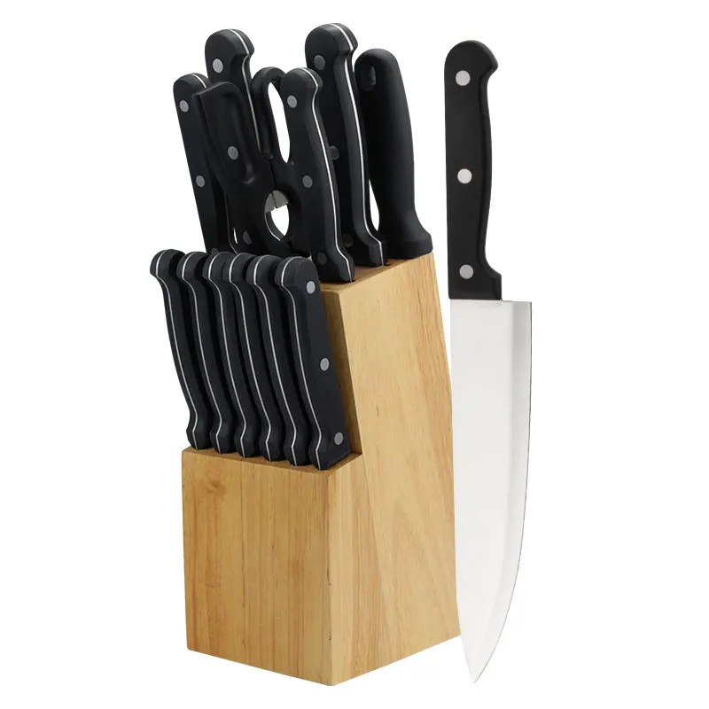 

Amazon Basics 14-Piece Kitchen Knife Set with High-Carbon Stainless-Steel Blades and Rubber Wood Block