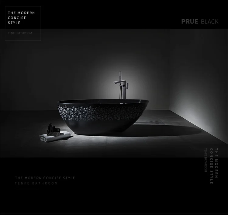 Modern Design Single Handle Floor Free Stand Black Bathtub Faucet Matte Black Bath Shower Faucet With Hand Shower