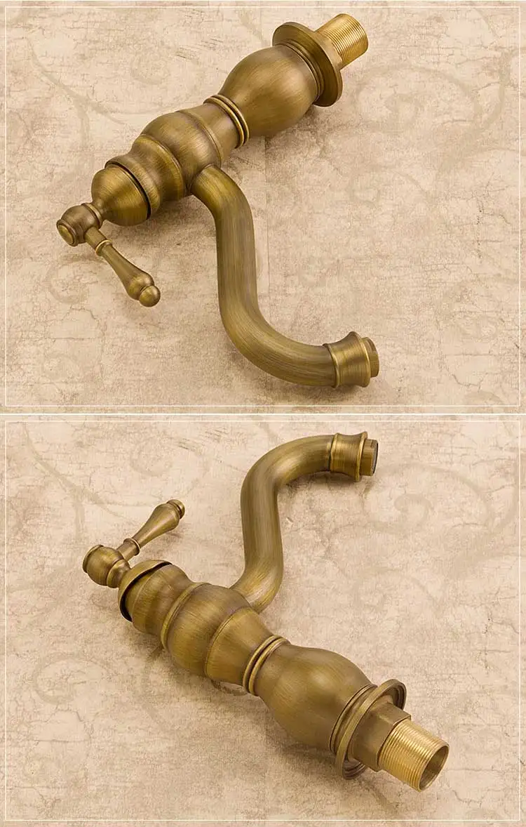 Wholesale Hot And Cold Water Mixer Single Hole Antique Brass Washroom Basin Faucet Taps