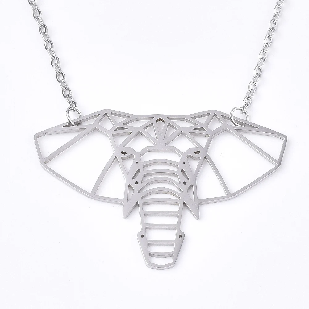 

Pandahall 201 Stainless Steel Cable Chains Elephant Pendant Necklaces, Stainless steel color