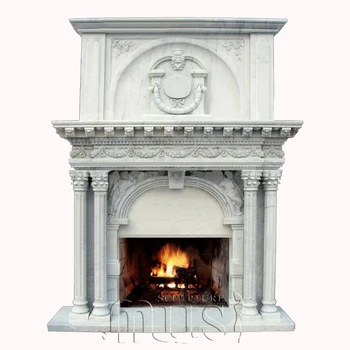 High Quality Indoor Wall Decoration Large White Marble Fireplace