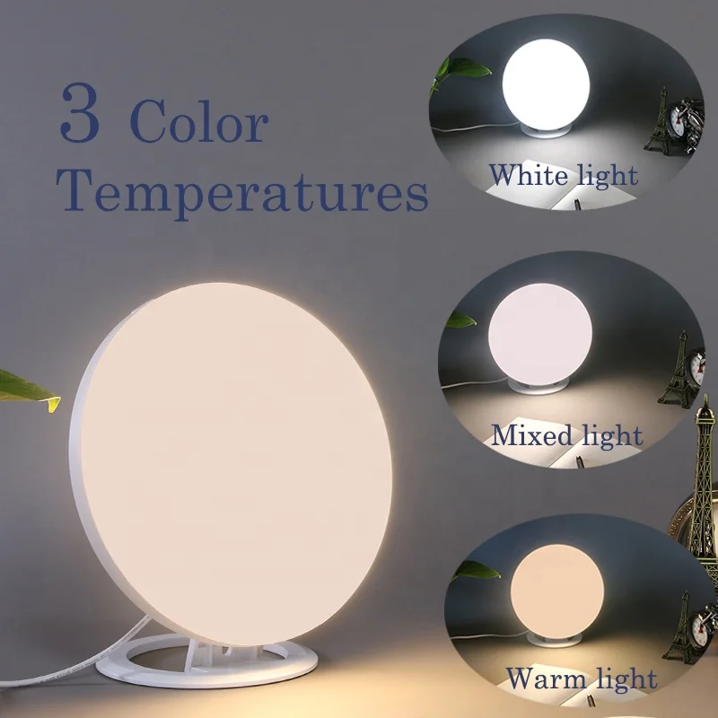 

New round Led Therapy Lamp with 3 Color Temperature Adjustable Brightness LED sad light Therapy lamp