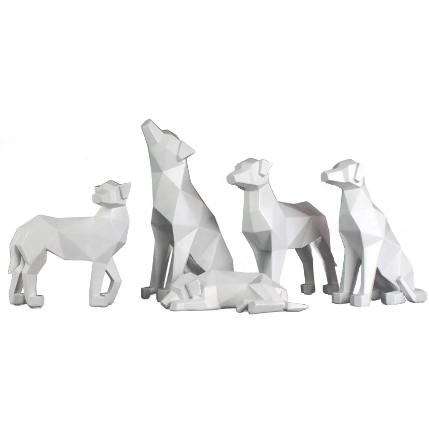 Hot selling resin animal  dog head statue  desk decoration small vase for dry flower details