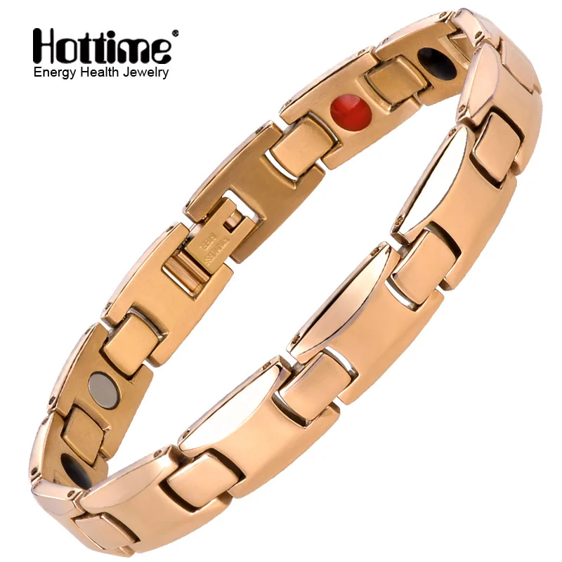 

Wholesale Vintage 316L stainless steel couple bracelet Magnetic Health 18 K Gold Plated Germanium Healthy energy stone Jewelry, As pic