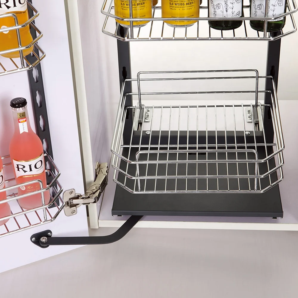 
In kitchen cabinet storage drawer pull out pullout metal pantry cupboard tall larder tandem unit wire basket shelf organizer 