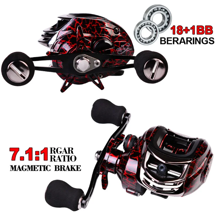 

Experienced Manufacturer Casting Reel Metal 18+1BB Bait Cast Reel Fishing Reels, Red and black
