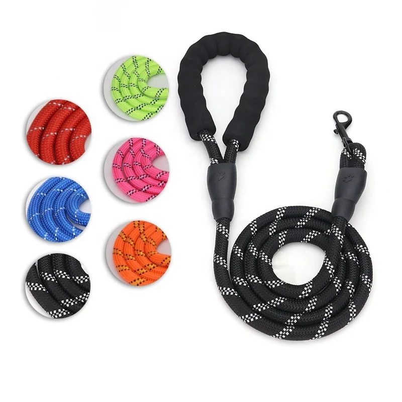 

Promotional Price Wholesale Heavy Duty Soft Foam Handle Nylon Rope Pet Lead Dog Leash, Red, green, pink, blue,yellow