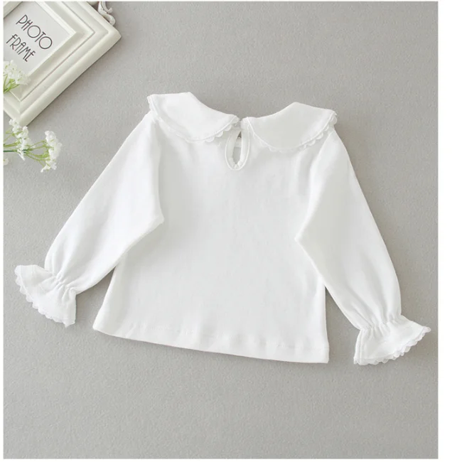 
PHB 30082 peter pan collar new design toddler girls plain blouse new born baby shirt 
