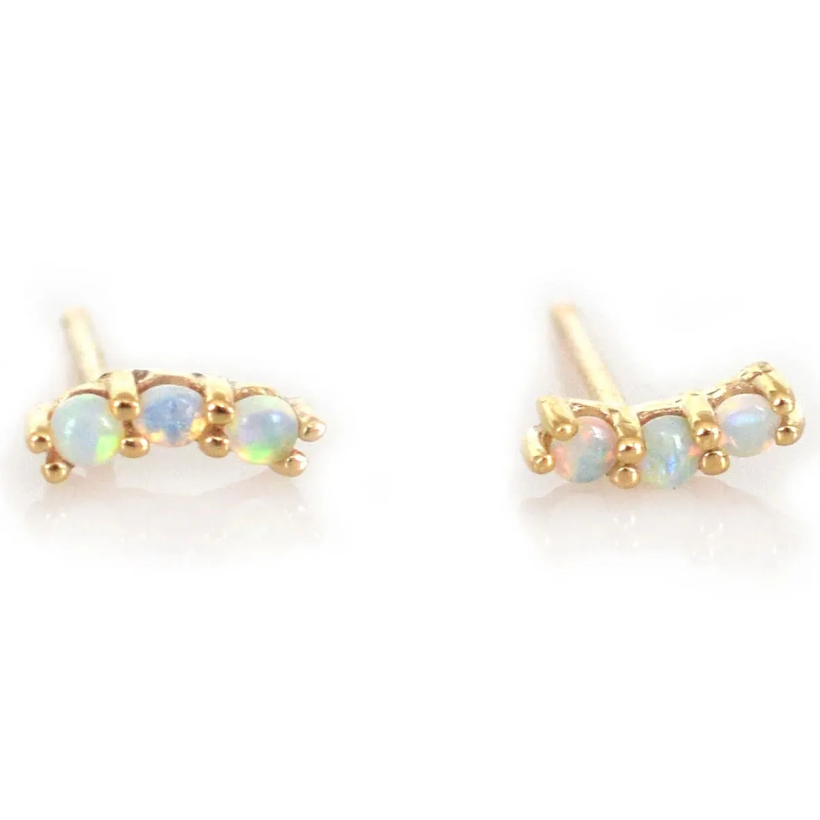 

Factory Solid 925 Sterling Silver Classic Jewelry Rainbow Crystal Rough Natural Opal Stud Earrings