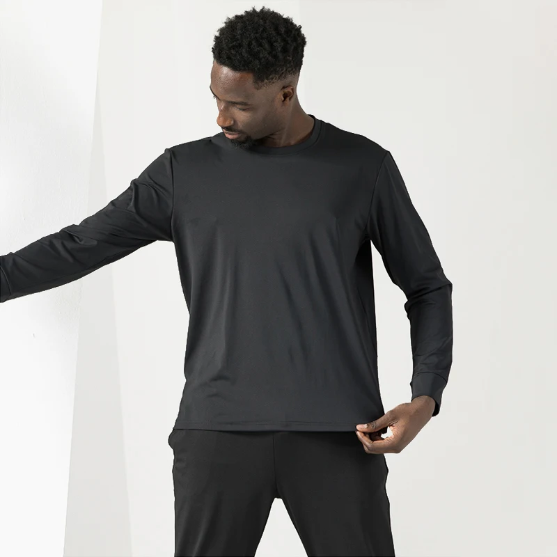 Custom Brand Men's Casual Breathable Cool Plain Full Sleeves Polyester Stretchy Sports T-shirts for Men