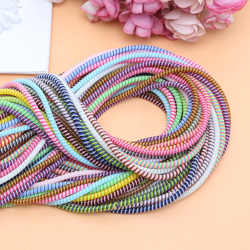 

Small Gadgets Colorful TPU Spiral USB Charger Cable Cord Protector Wrap Cable Winder Earphone Cover 50pcs/bag