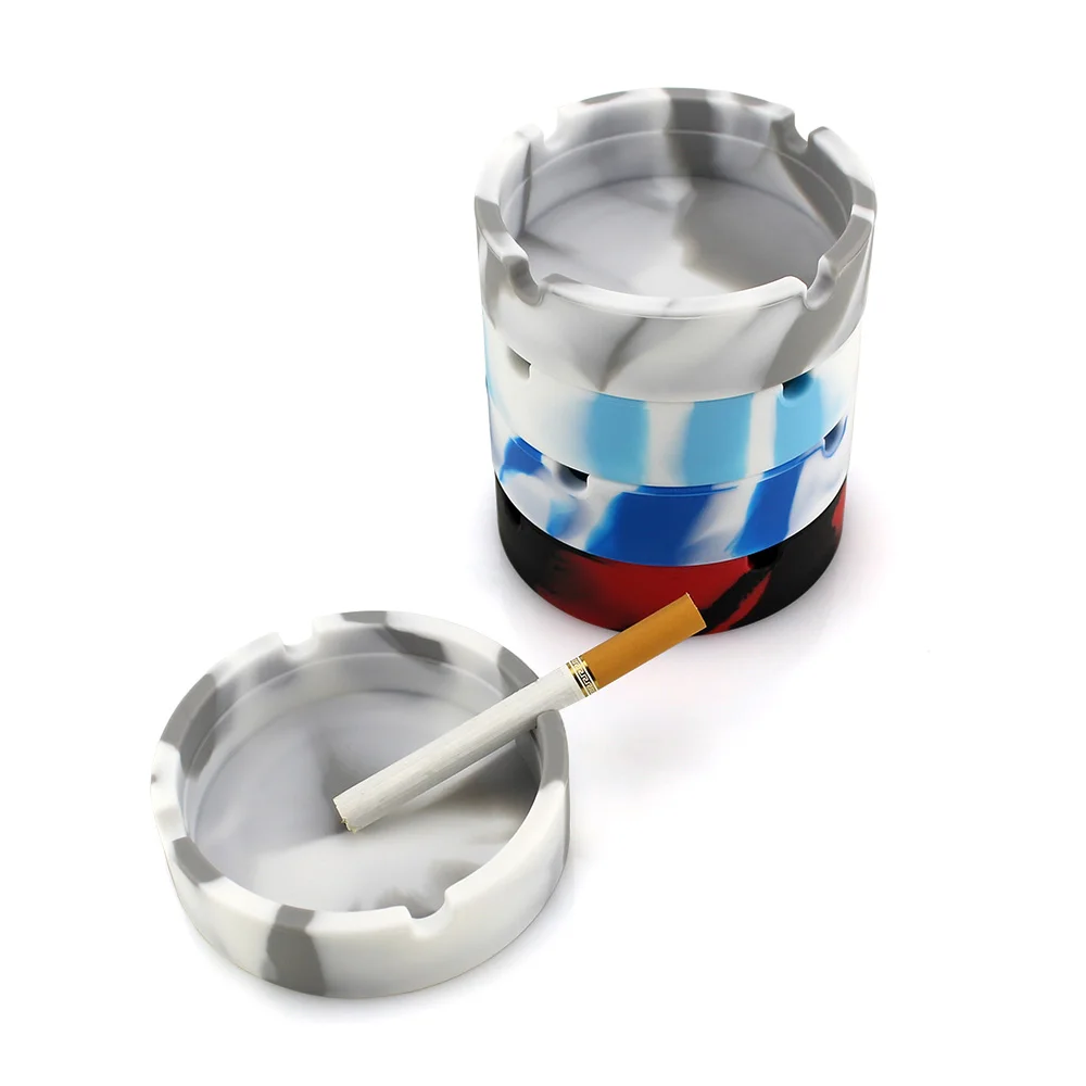 

New Silica Gel Cigarette Ashtray Home Creative Personality Bar Cigar Ashtray Portable Men's Gadgets Smoking Accessories Cinzeiro, Solid color, color mixture, fluorescent