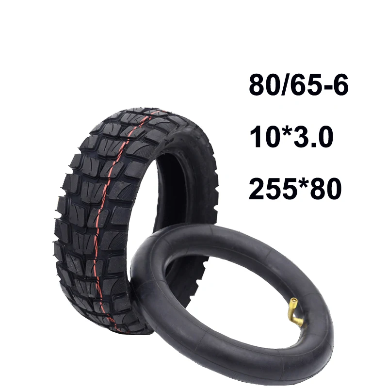

10 inch Off-road tire 10X3.0 80/65-6 road tire electric scooter thicken widen inflatable tyre 255x80 inner tube, Black