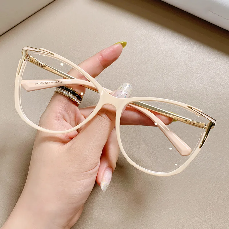 

Fashion Customized Tr90 Clear lens eyeglasses Frame sunglasses women river optical blue light blocking over size cat eye glasses