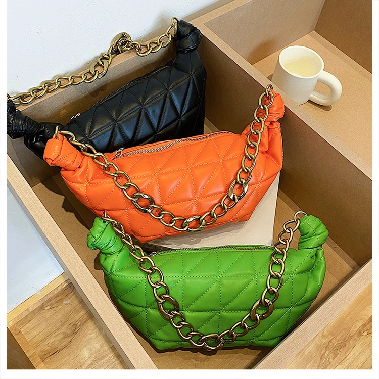

Bright Color Neon Purse 2021 New Fall Quilted Dumpling Bag Fashion Cute Luxury Purse Handbag For Women, 5 colors
