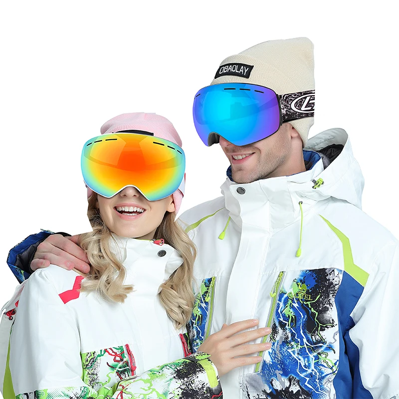 

2020 OBAOLAY Sport Snowboard Ski Glasses Anti Fog Custom Snow Mirror Lens Ski Goggle polarized ski goggles