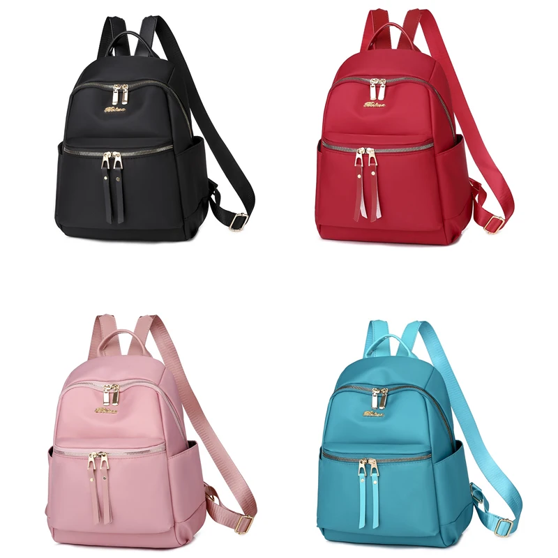 

Multifunctional Backpack Teenage Girl Ring buckle Portable Travel Bag Female Small Schoolbag Badge Women Backpacks, Red,blue,black,pink