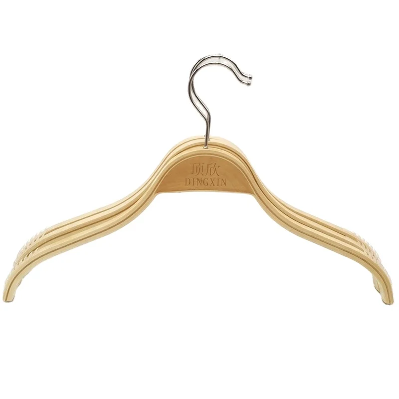 

High Grade Wooden Shirt Hanger with Rubber Grips Smooth & Durable Wood Hanger with Grips Non Slip Slim Sleek Space Saving Hanger, Dark ,natrual